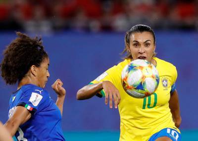 Marta in action for Brazil against Italy during their Women's World Cup game. AP Photo