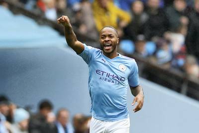 Soccer Football - Premier League - Manchester City v Aston Villa - Etihad Stadium, Manchester, Britain - October 26, 2019  Manchester City's Raheem Sterling celebrates scoring their first goal       Action Images via Reuters/Jason Cairnduff  EDITORIAL USE ONLY. No use with unauthorized audio, video, data, fixture lists, club/league logos or "live" services. Online in-match use limited to 75 images, no video emulation. No use in betting, games or single club/league/player publications.  Please contact your account representative for further details.