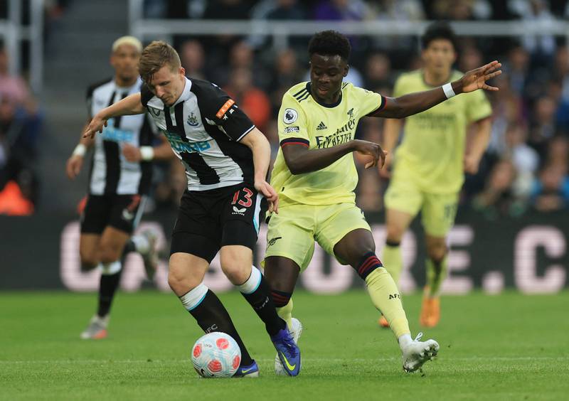 Matt Targett - 8: Full-back offered Newcastle dangerous outlet down left and helped give Tomiyasu torrid time before Japanese was forced off injured. On-loan Aston Villa player was excellent for the Magpies and helped keep Saka quiet. Reuters