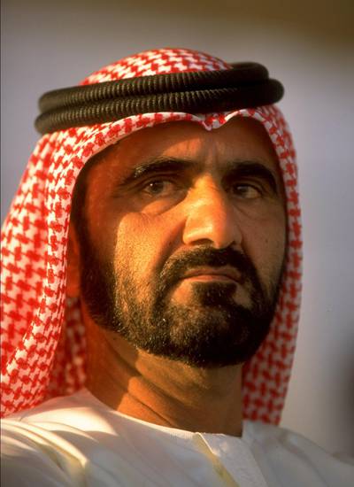 28 Mar 1999:  Portrait of Sheikh Mohammed at the Dubai World Cup at the Nad Al Sheba racecourse in the United Arab Emirates. \ Mandatory Credit: Julian Herbert /Allsport