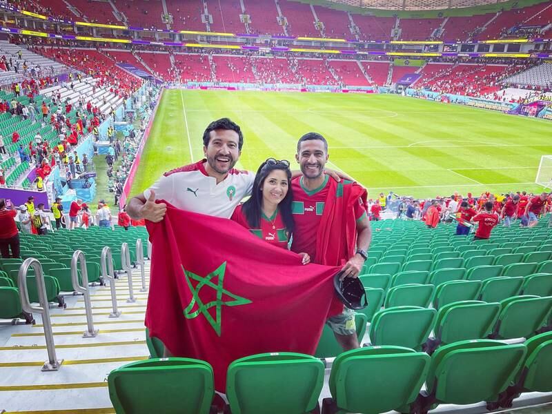 Amin Fares enjoyed Morocco's magnificent win with his brother and sister. Photo: Amin Fares