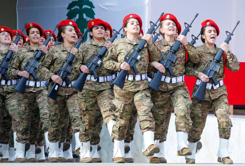 Soldiers from military police take part in a military parade. Reuters
