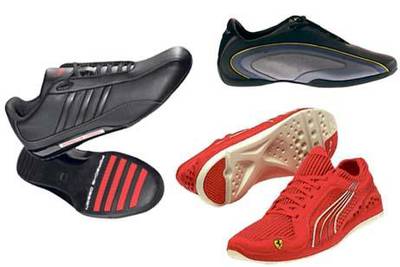 Adidas Originals,Porsche; DBR7, Aston MArtin; Puma,Ferrari