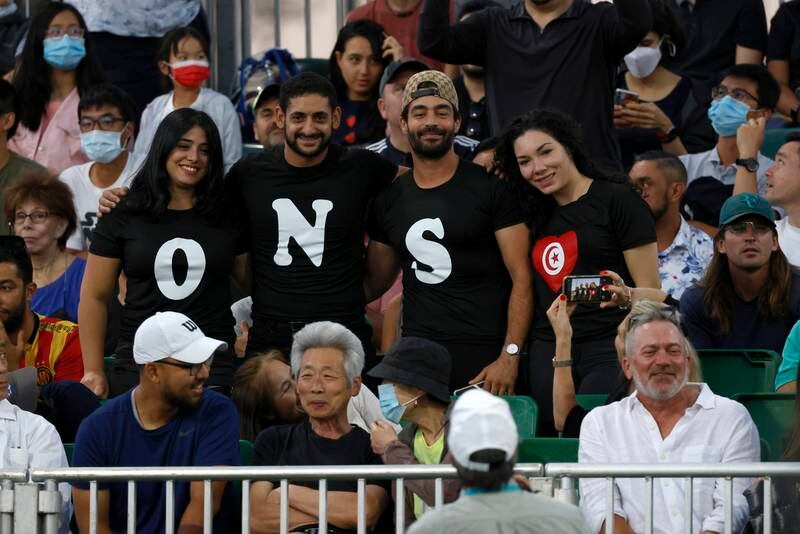 Fans of Ons Jabeur of Tunisia pose for a picture during the Mubadala Silicon Valley Classic. EPA