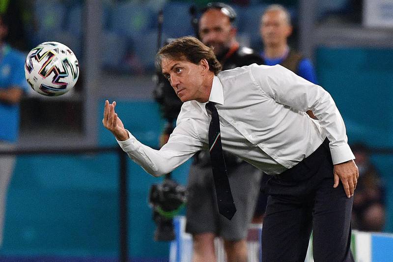 Italy's coach Roberto Mancini during the match. AFP