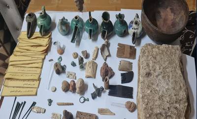 Some of the items stolen from a university in the Egyptian province of Sohag.