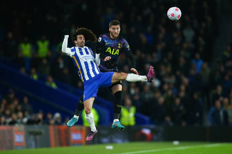 Marc Cucurella - 7: Spaniard's positional skills were spot in first half as headed away several dangerous balls into box. Dangerous cross himself into Spurs box just after break and pulled shot wide with 12 minutes left. Comfortably Brighton’s best player. Getty