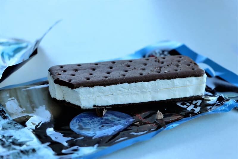 A freeze-dried ice cream sandwich that astronauts eat in space.