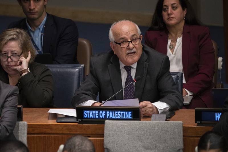 Palestinian Ambassador to the UN Riyad Mansour thanked countries that voted in favour of investigating Israel. AP