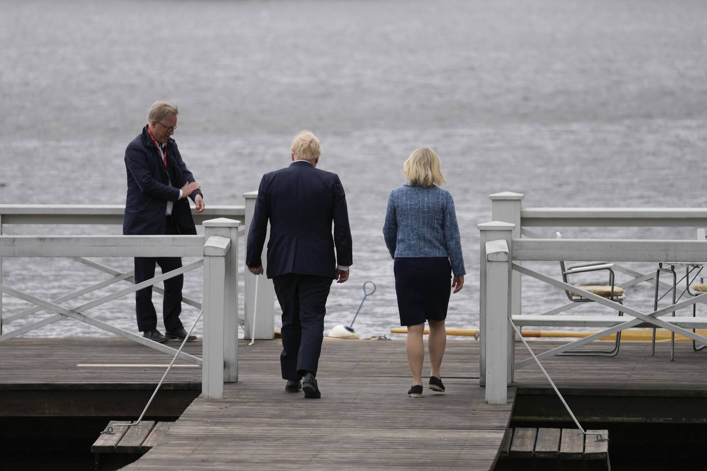 The two leaders in the gardens in Harpsund, the country retreat of Swedish prime ministers. PA