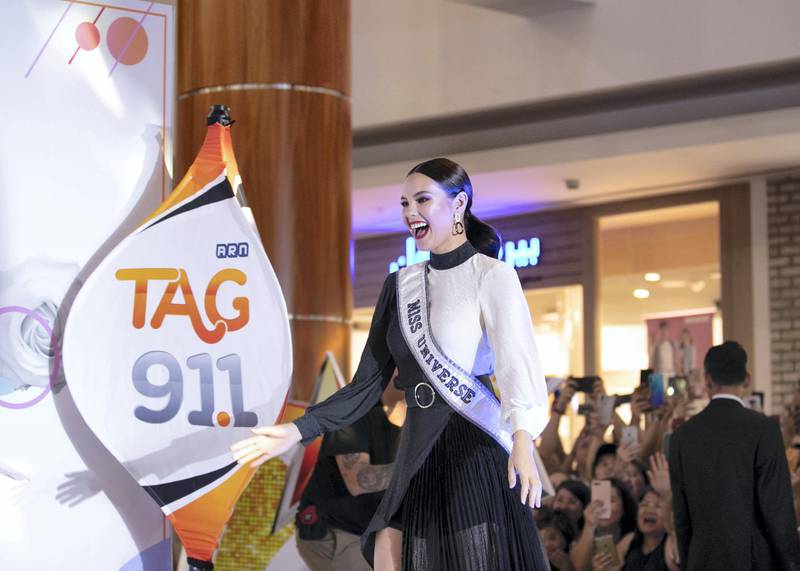 DUBAI, UNITED ARAB EMIRATES. 19 SEPTEMBER 2019. Miss Universe Catriona Gray meet and greet event in Burjuman Mall.(Photo: Reem Mohammed/The National)Reporter:Section: