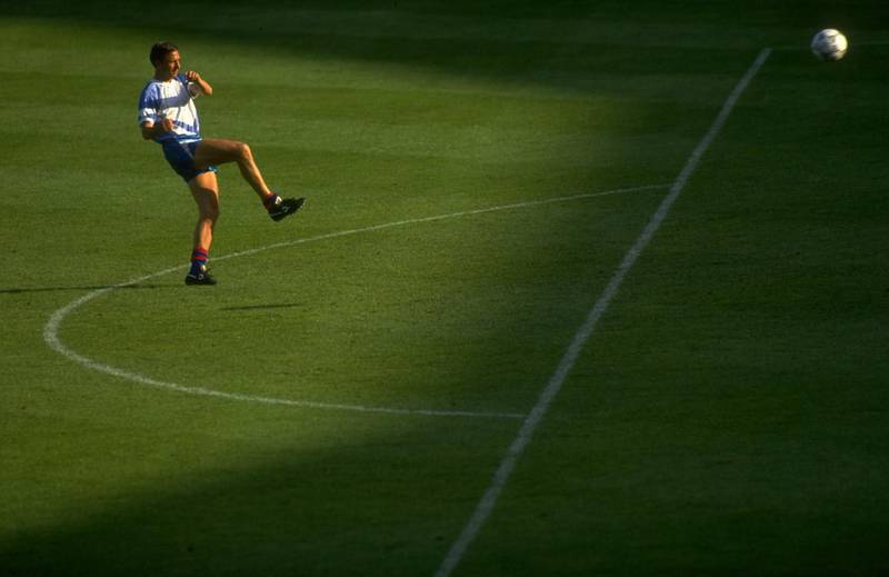 19 May 1992:  Barcelona Coach Johan Cruyff in action before the European Cup final against Sampdoria at Wembley Stadium in London. Barcelona won the match 1-0. \ Mandatory Credit: Anton  Want/Allsport