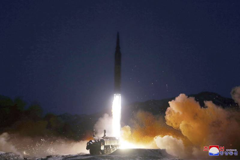 This photo provided by the North Korean government shows what it says was a test launch of a hypersonic missile on January 11 in North Korea. AP