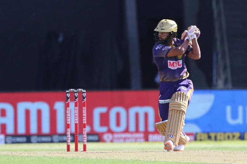 Rahul Tripathi of Kolkata Knight Riders  plays a shot during match 42 of season 13 of the Dream 11 Indian Premier League (IPL) between the Kolkata Knight Riders and the Delhi Capitals at the Sheikh Zayed Stadium, Abu Dhabi  in the United Arab Emirates on the 24th October 2020.  Photo by: Pankaj Nangia  / Sportzpics for BCCI
