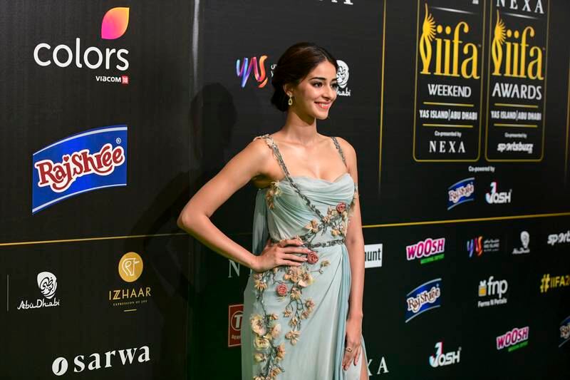 Ananya Panday walks the green carpet at IIFA Rocks 2022 event held in Etihad Arena, Abu Dhabi. Khushnum Bhandari / The National
