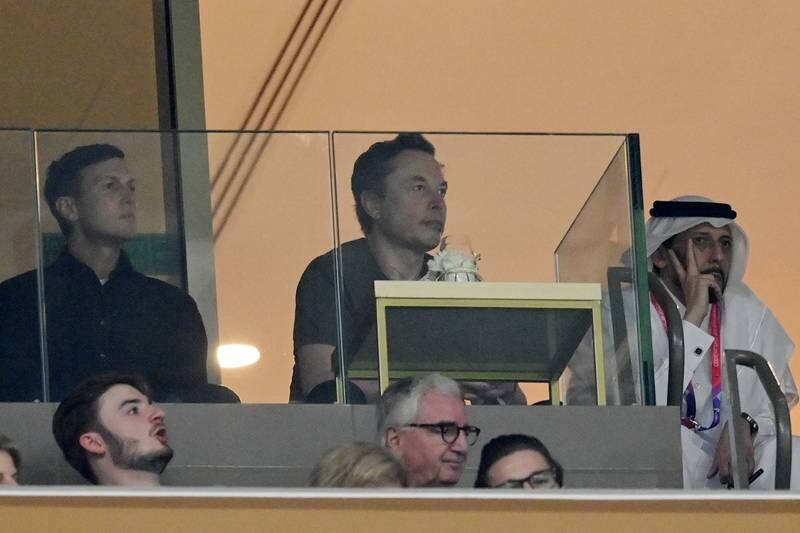 Jared Kushner with Elon Musk during the World Cup final. Getty