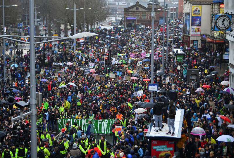 Police estimated around 20,000 people turned out to demonstrate against climate change. Reuters