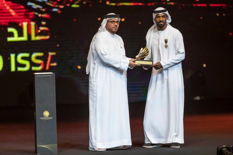 Al Ain goalkeeper Khalid Eisa was named Best Goalkeeper at the UAE Pro League Awards Ceremony at Emirates Palace. Antonie Robertson/The National

