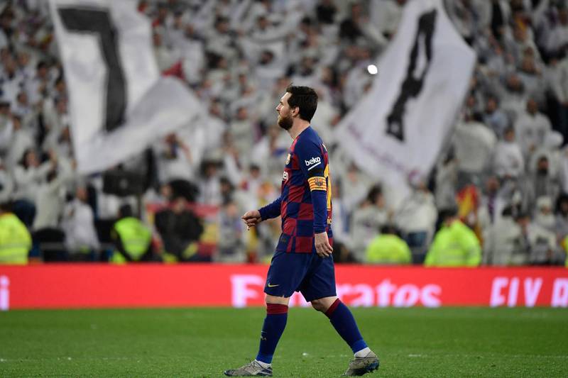 Barcelona's Argentine forward Lionel Messi leaves the pitch at the end of the match. AFP
