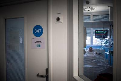 The room of a patient infected with coronavirus in the special Covid-19 resuscitation unit at the Estree clinic in Stains, a northern suburb of Seine-Saint-Denis near Paris, France. EPA