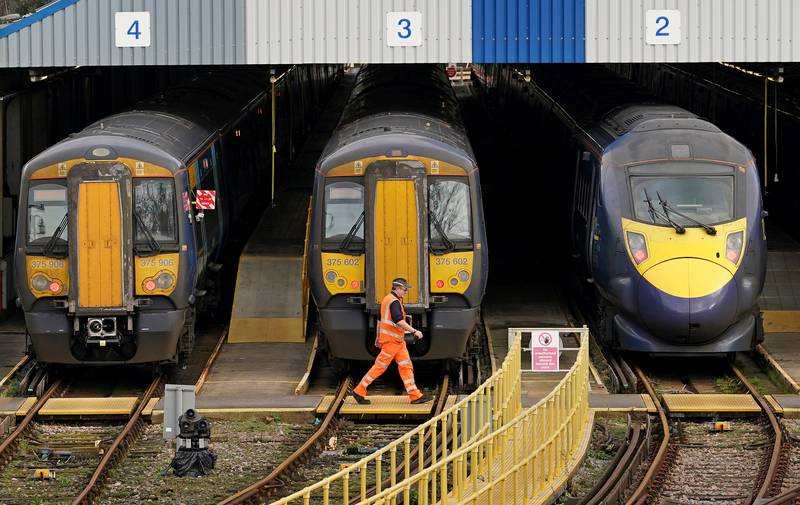 Rail strikes continued on Thursday, with Southeastern trains sitting idle in sidings at Ramsgate station in Kent. PA