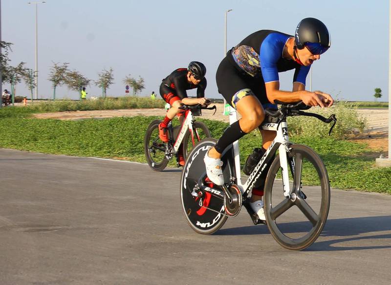 More than 450 participants joined Daman's triathlon which was held this morning Al Hudayriyat as part of Abu Dhabi Sport Council's community events calendar which aims at adopting sports as a lifestyle. Courtesy Abu Dhabi Sport Council