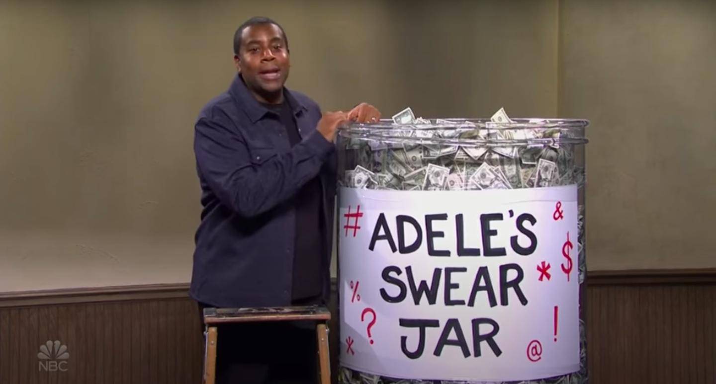 Adele joked about having a swear jar with 'SNL' cast member, Kenan Thompson. YouTube / NBC 