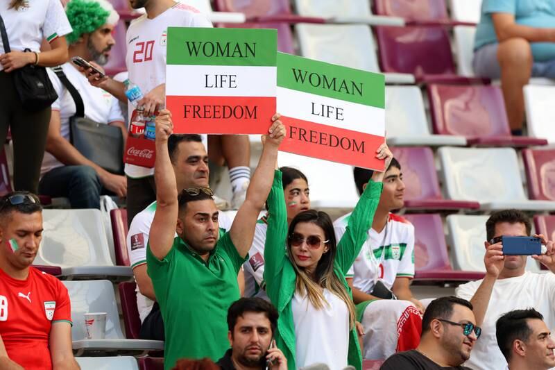 Iran fans spread a message on the world stage as the excitement builds. Getty 