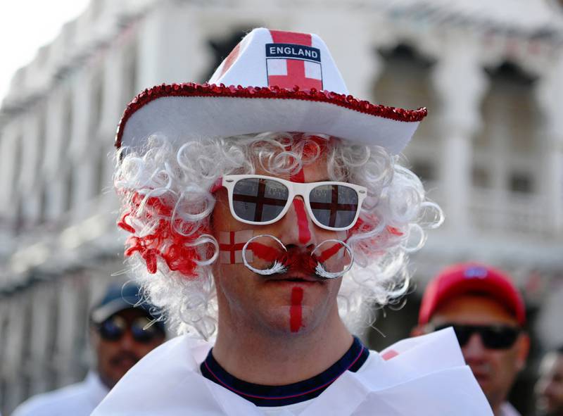 An England fan in Souq Waqif, Doha, ahead of the match against Senegal. Reuters