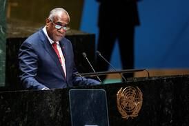 Vanuatu Prime Minister Ishmael Kalsakau addresses UN delegates on Wednesday. Reuters