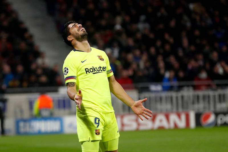 Barcelona's Luis Suarez shows his frustration. EPA