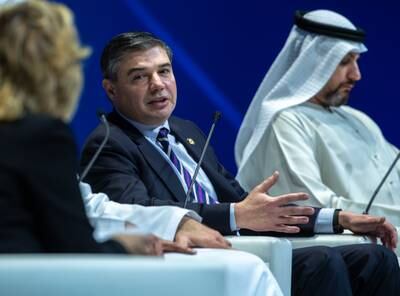 Lorenzo Simonelli, chairman and chief executive of Baker and Hughes, during the Adipec session on 'What is the New Normal for Demand?'