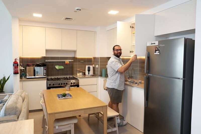 Mr Hussein in his kitchen.