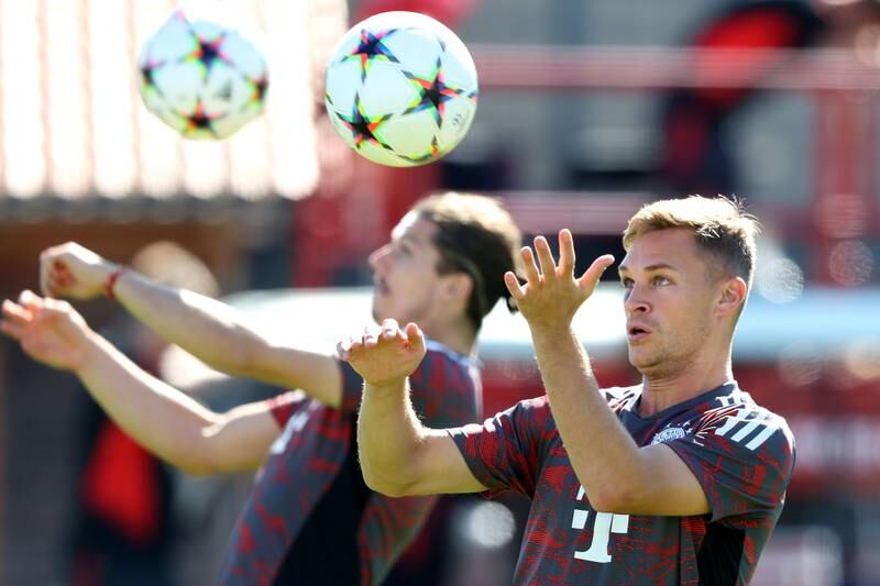 Bayern's Joshua Kimmich during training ahead of their match against Barcelona. Getty