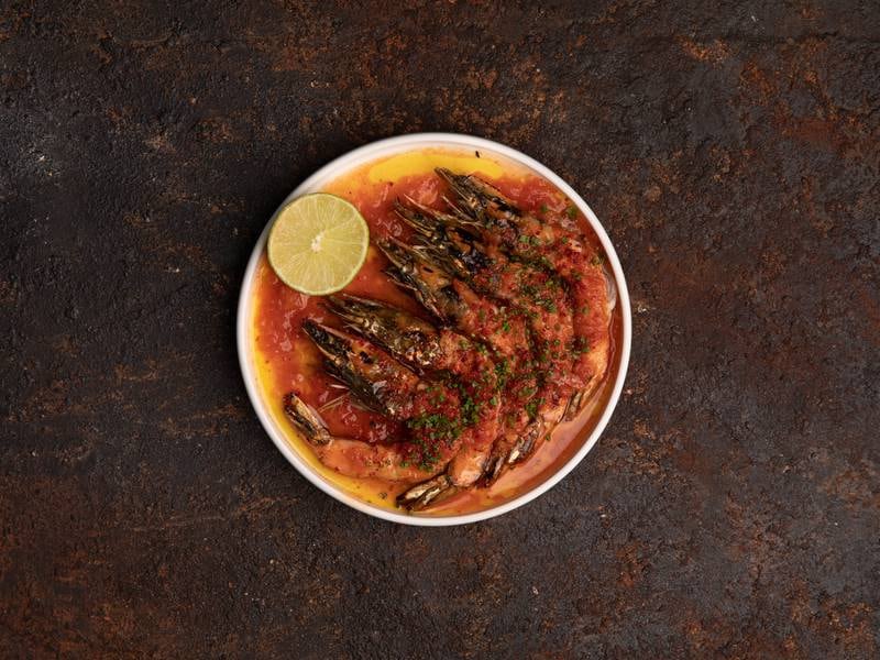 Chef Nick Alvis is a big fan of Orfali Bros in wasl 51, where this red umami prawns dish is available. Photo: Orfali Bros
