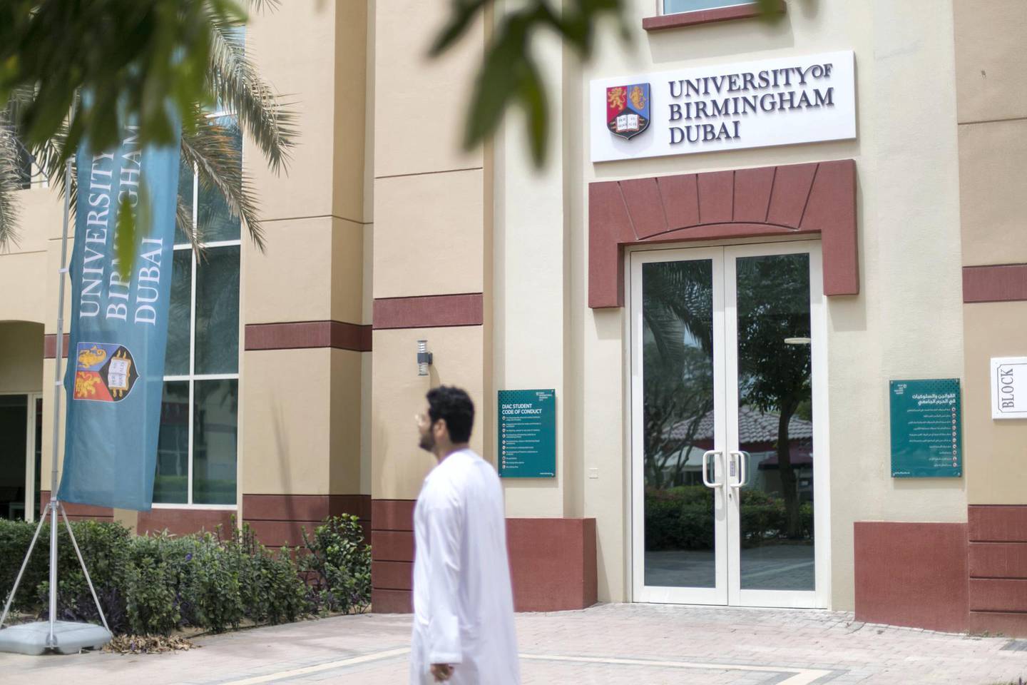 DUBAI, UNITED ARAB EMIRATES - April 11 2019.

University of Birmingham Dubai.

(Photo by Reem Mohammed/The National)

Reporter: Anam Rizvi
Section: NA