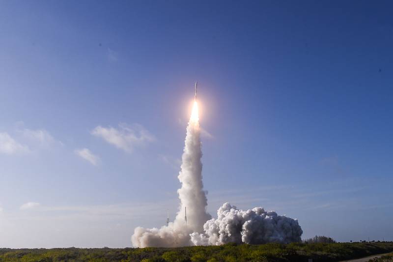 An Atlas V rocket carrying the GOES-T weather satellite takes off from Cape Canaveral, Florida. AFP