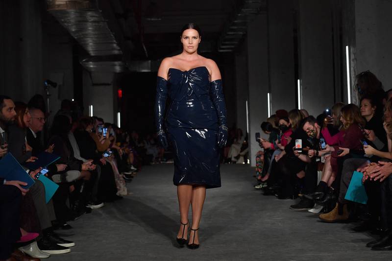 A model walks the runway for Christian Siriano. AFP