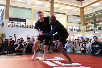 Kamaru Usman with training partner Justin Gaethje before his fight against Khamzat Chimaev at UFC 294
