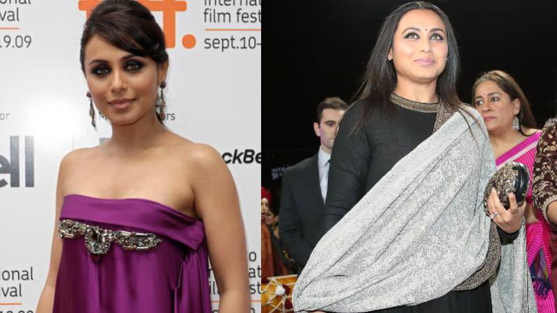 31 versus 41: always classy, here's actress Rani Mukherjee in 2009 in Toronto, and then in late 2018 in Melbourne. EPA/Getty