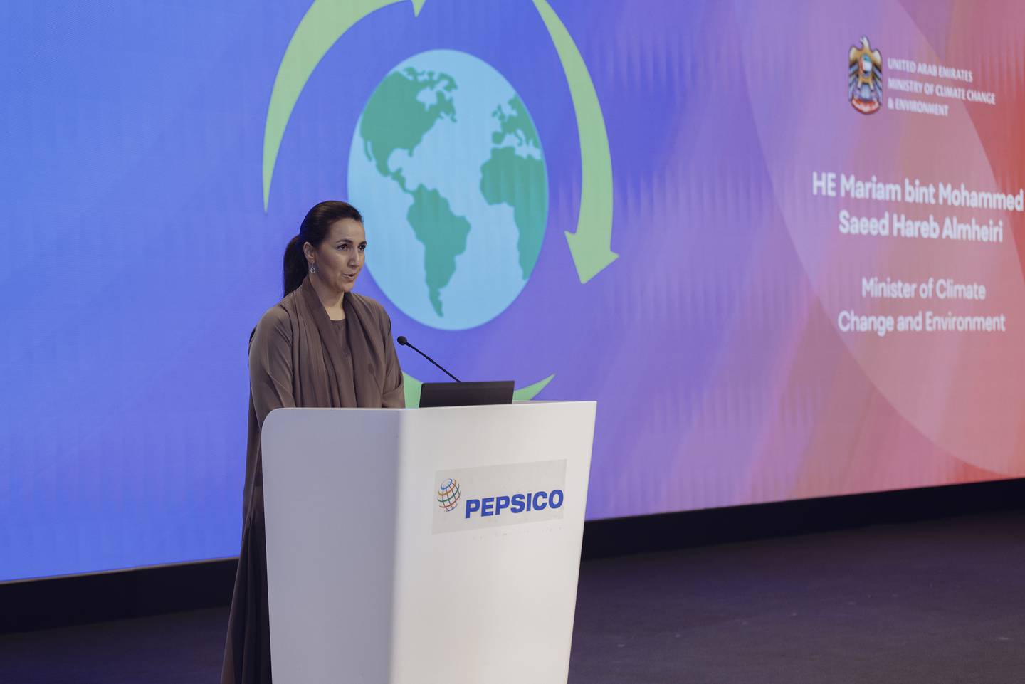 Mariam Al Mheiri, Minister of Climate Change and Environment. Photo: PepsiCo