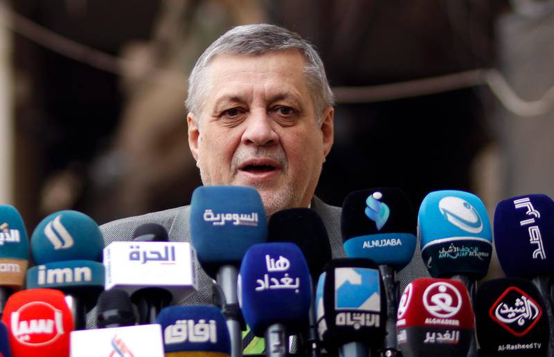 Special Representative and Head of the United Nations Assistance Mission in Iraq Jan Kubis speaks to the press in Najaf, Iraq. AFP