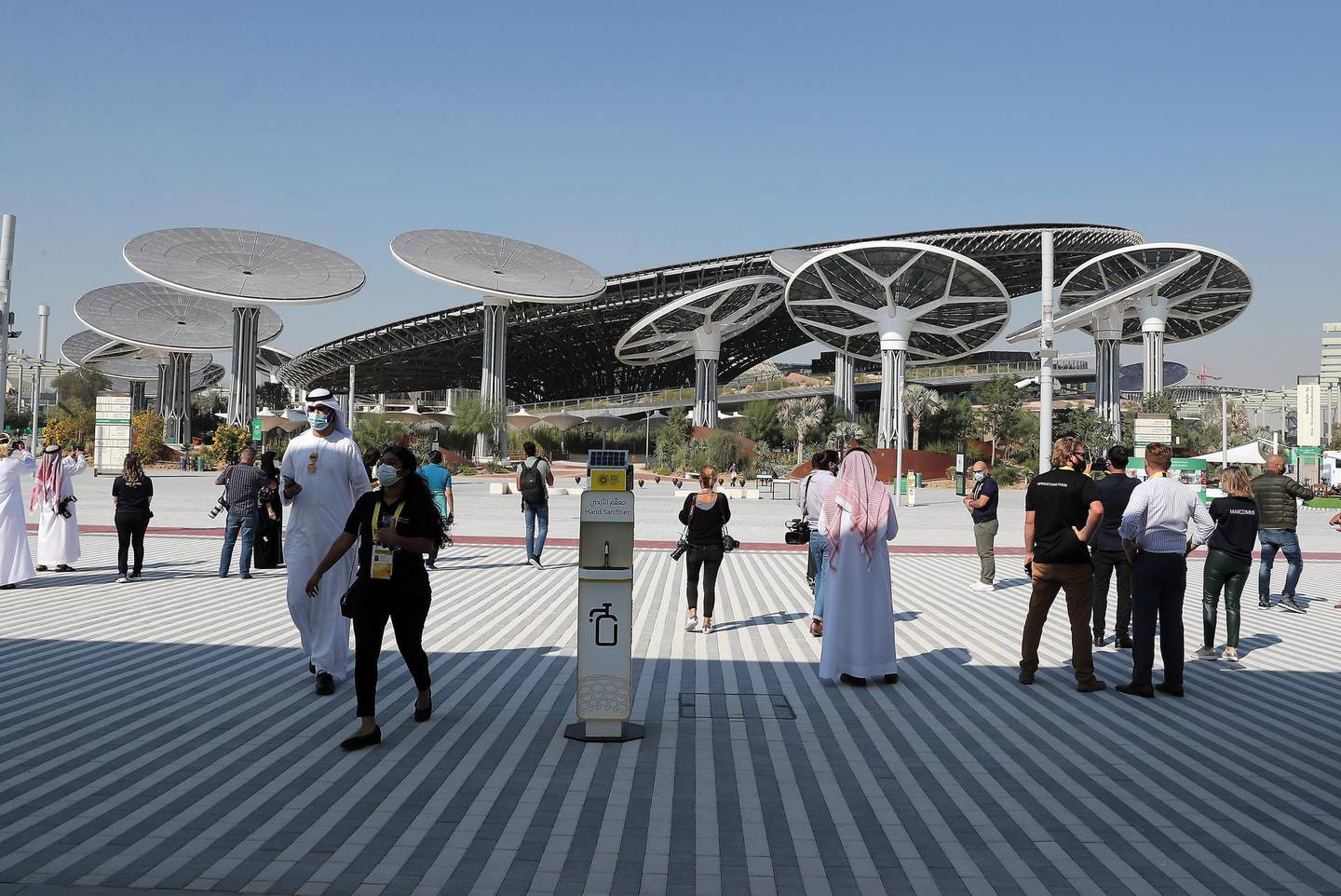 DUBAI, UNITED ARAB EMIRATES , January 16 – 2021 :- Outside view of the Dubai Expo 2020 Sustainability Pavilion during the media tour in Dubai. (Pawan Singh / The National) For News/Online/Instagram/Big Picture. Story by Sarwat