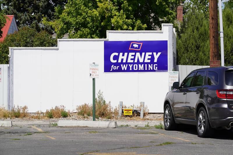 A sign for Ms Cheney hangs in Riverton, Wyoming. 