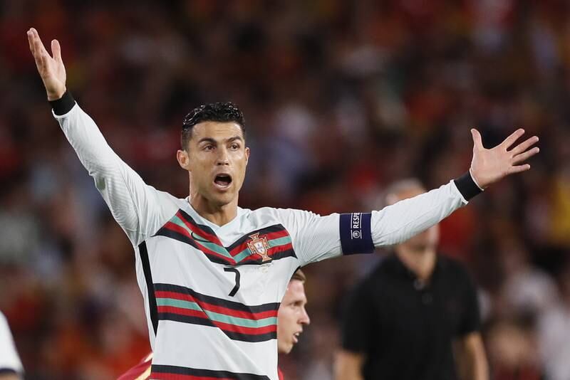 Portugal's Cristiano Ronaldo reacts. EPA
