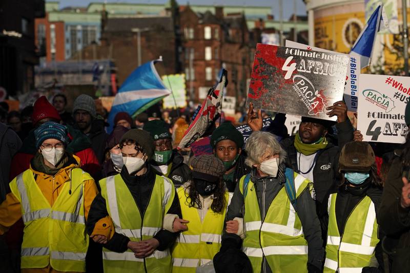 Climate activists attend a protest on November 6 in Glasgow, which is hosting the summit. Photo: AP
