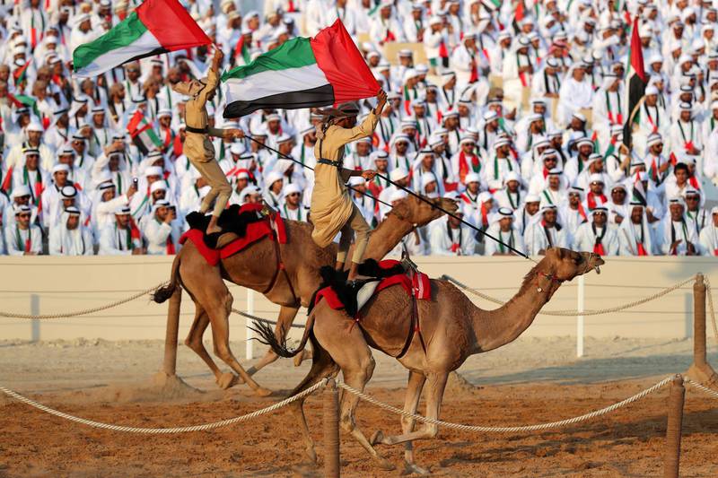 Abu Dhabi, United Arab Emirates - December 03, 2019: More than 100 tribes take part in the March of the Union. Tuesday, December 3rd, 2019. Zayed Heritage Fest, Abu Dhabi. Chris Whiteoak / The National