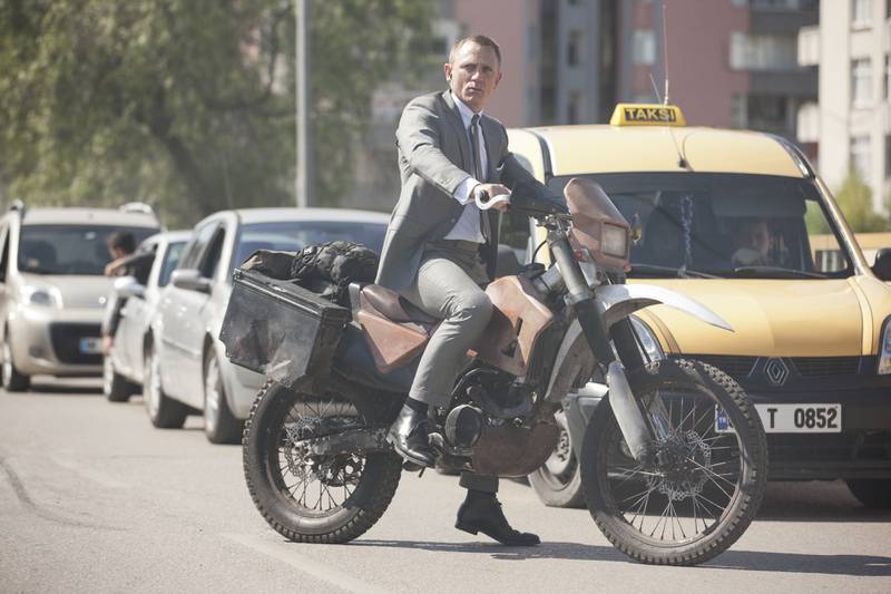 The suit was worn by Daniel Craig in the motorbike and train chase sequence in 'Skyfall'. Photo: Christie's