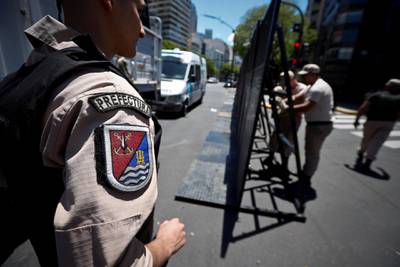 Strong security measures in front of the embassy of Saudi Arabia after the arrival of the Saudi Crown Prince. EPA