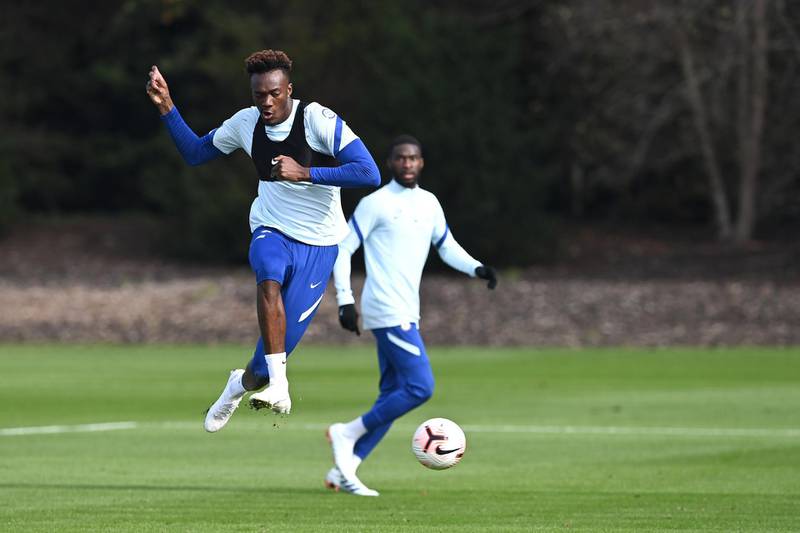 COBHAM, ENGLAND - OCTOBER 16:  Tammy Abraham of Chelsea during a training session at Chelsea Training Ground on October 16, 2020 in Cobham, England. (Photo by Darren Walsh/Chelsea FC via Getty Images)